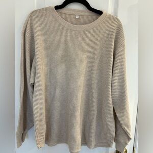 Uniqlo Waffle Knit Scoop Hem Long Sleeve Top (XL)